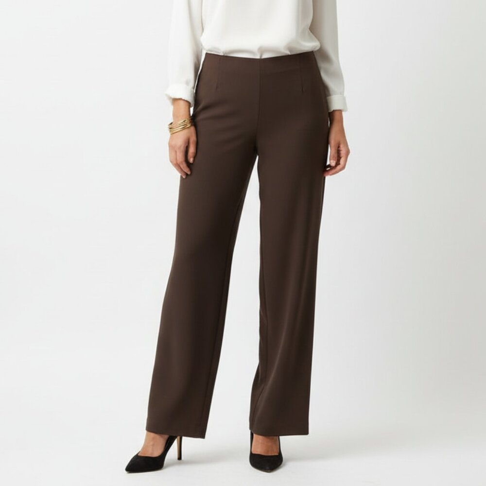 Yansi Fugel Chocolate Brown Side Zip Dress Trouser Pants 10